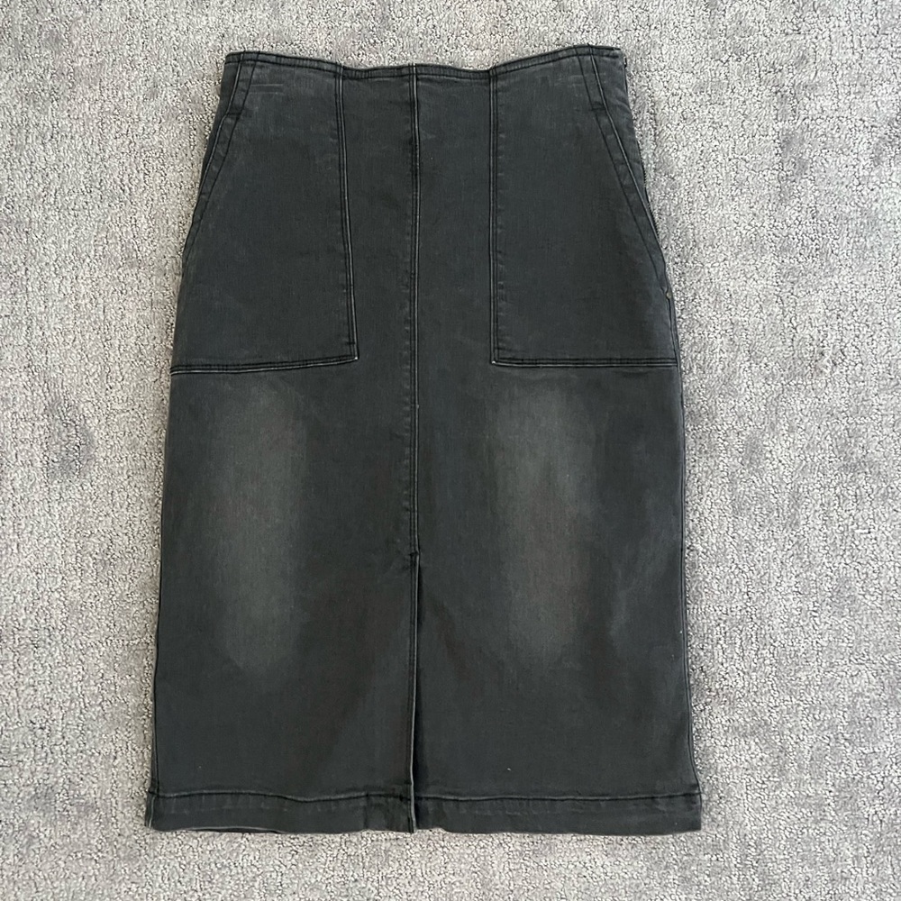 A Loves A Black Denim Pencil Skirt